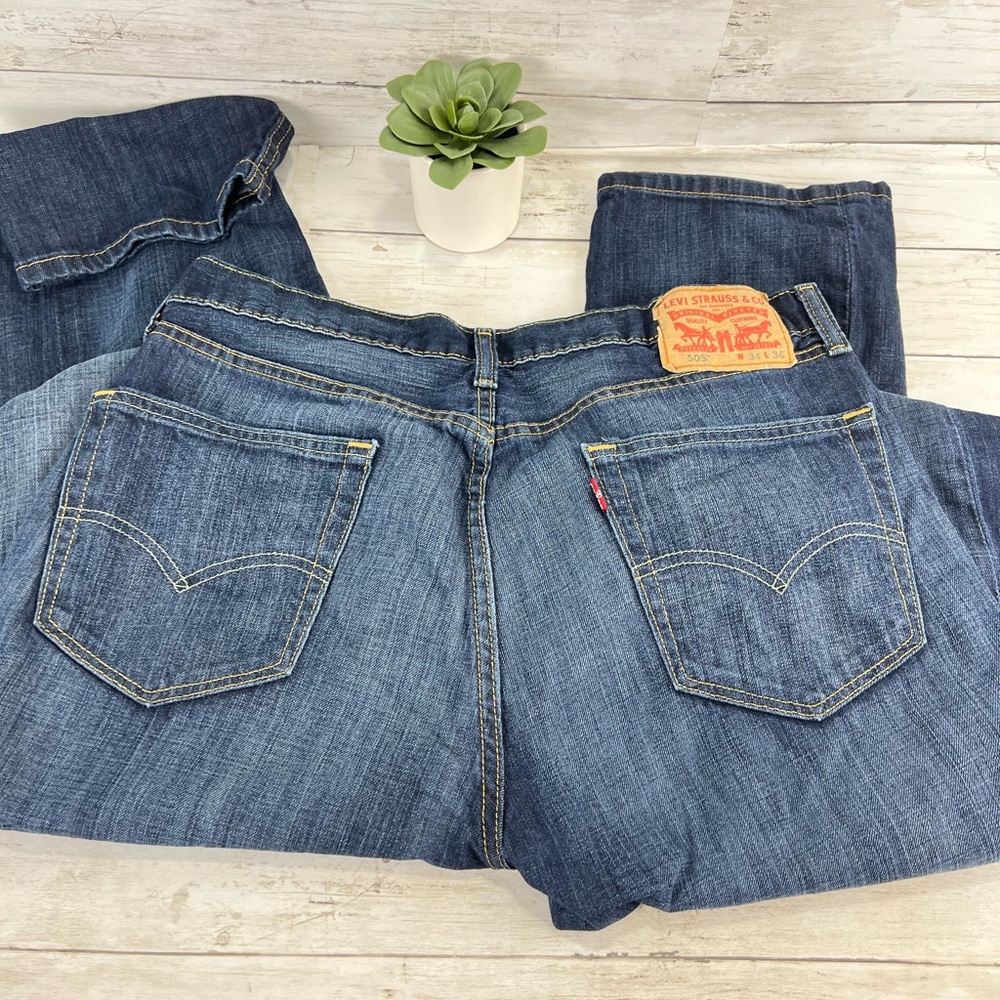 Levi Strauss & Co. 505 Regular Fit Jeans W34 L36 Blue Denim Men’s 100% Cotton - Picture 10 of 11